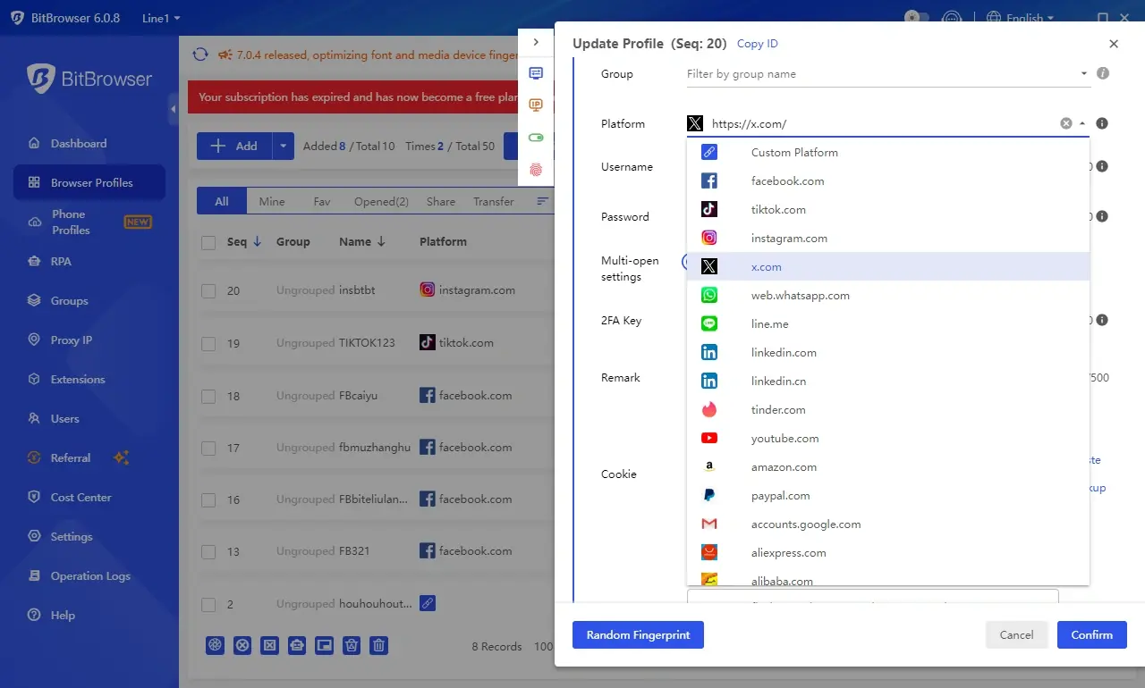 BitBrowser screenshot